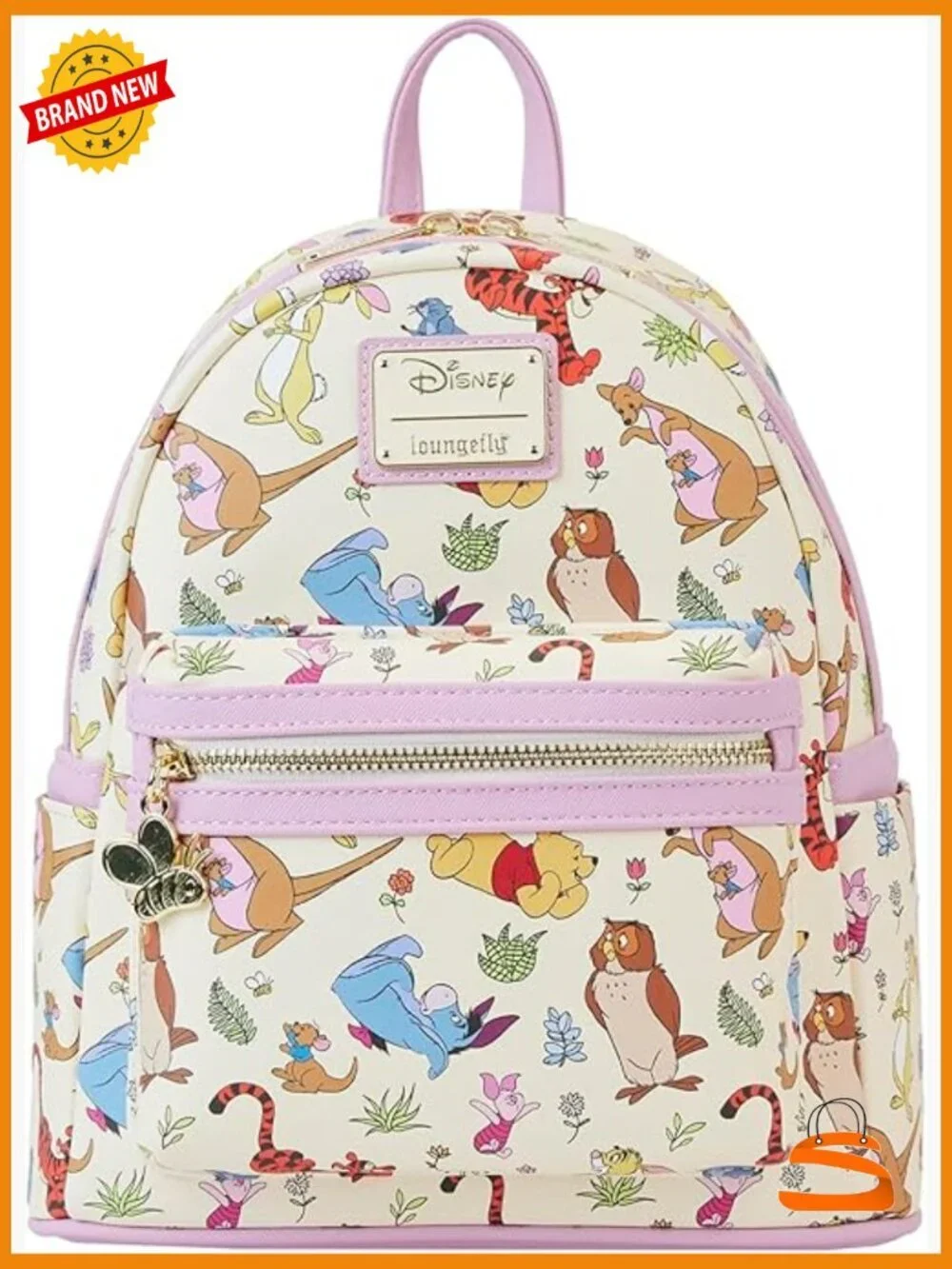 Loungefly Disney Mini Backpack Winnie the Pooh Eeyore Friends AOP Shoulder Bag